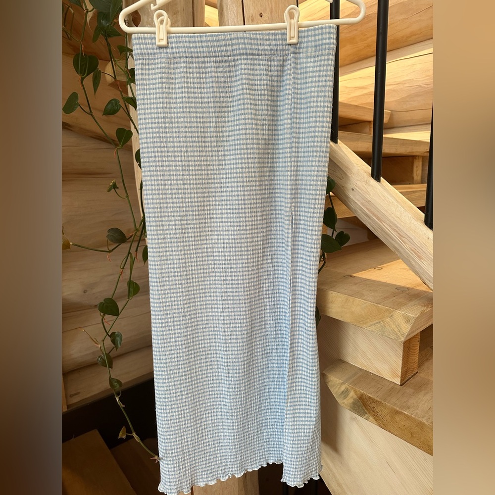 Wilfred Gingham Maxi Skirt in Blue and White